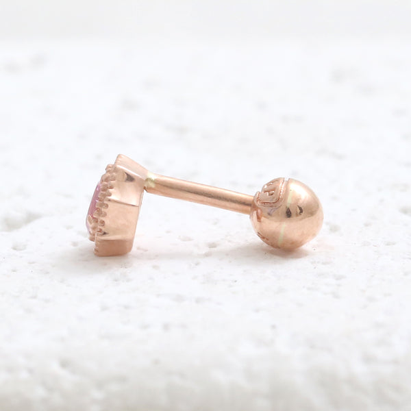 0.1ct Pink Sapphire Octagon Piercing