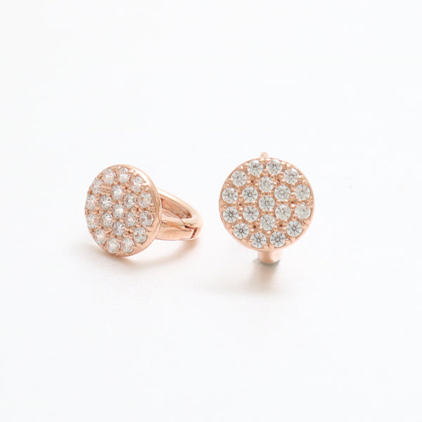 CZ Pave Circle Huggie Earrings