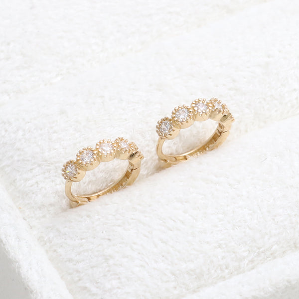 CZ Milgrain Bezel Huggie Earrings