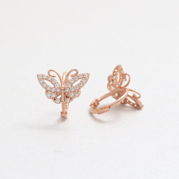 CZ Pave Butterfly Huggie Earrings