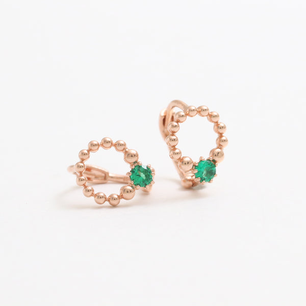 Green CZ Bubbles Circle Earrings