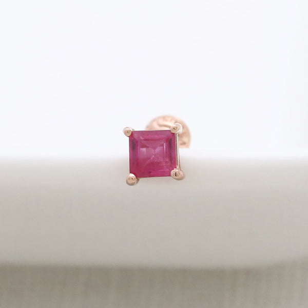 Square Cut Ruby Piercing