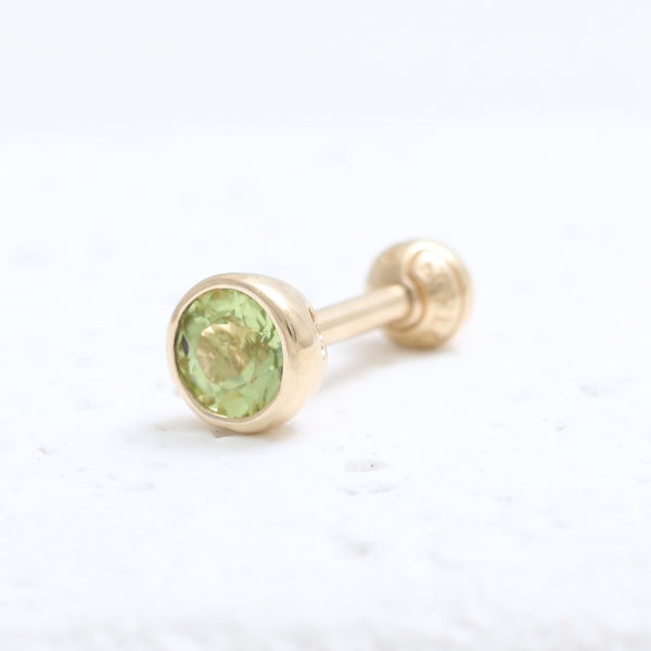 4mm Peridot Bezel Ear Piercing