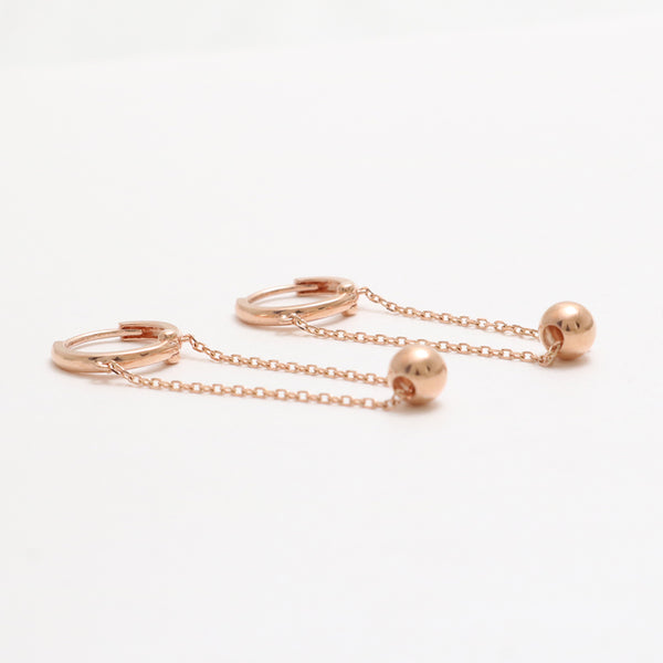 Ball Accent Chain Huggie Earrings