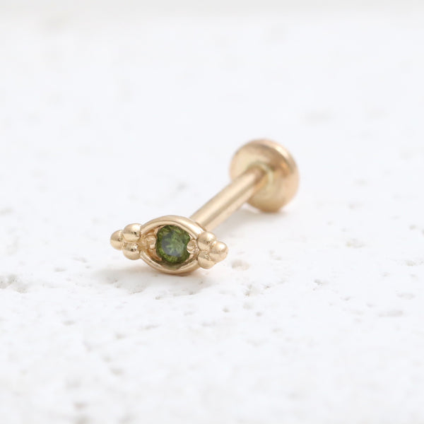 Green Diamond Ball & Boat Shaped Labret