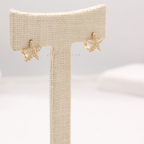 CZ Starfish Huggie Earrings