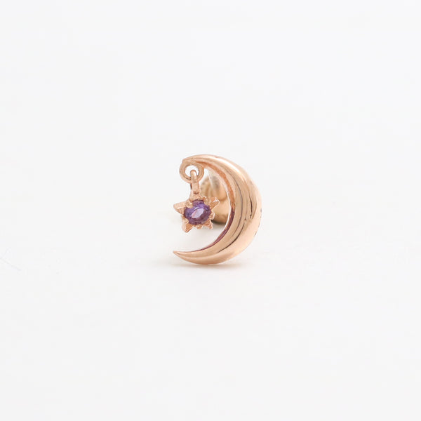 Crescent & Amethyst Star Piercing