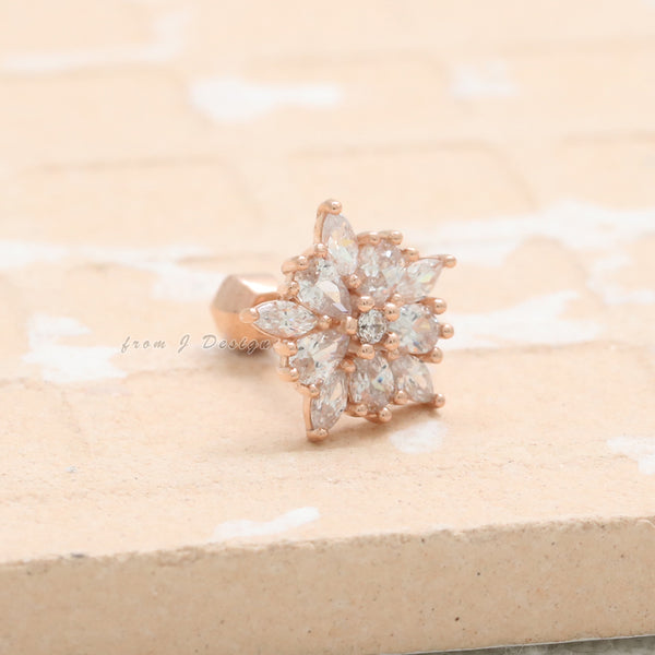 CZ Star Flower Ear Piercing