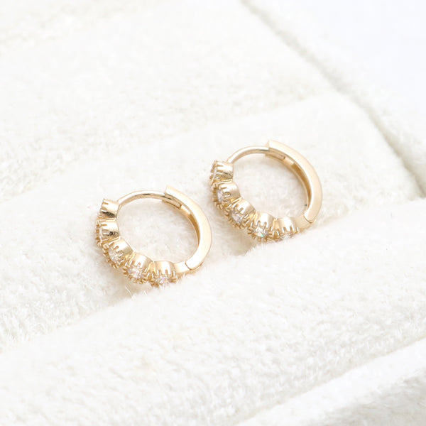 CZ Milgrain Bezel Huggie Earrings