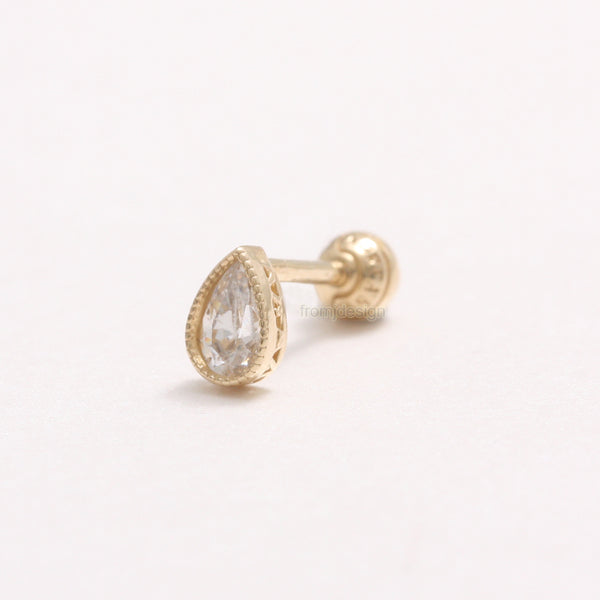 Teardrop Milgrain CZ Ear Piercing