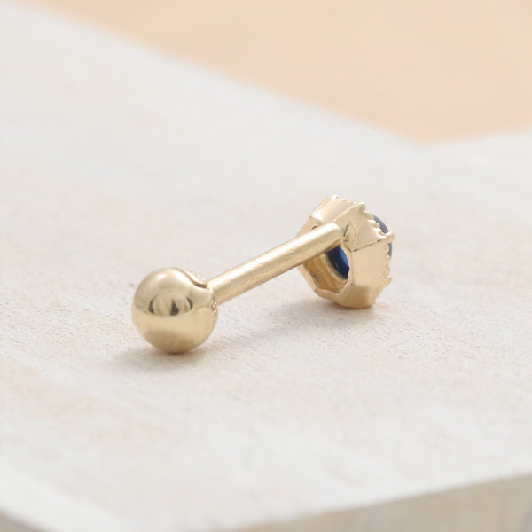 Blue Sapphire Octagon Ear Piercing