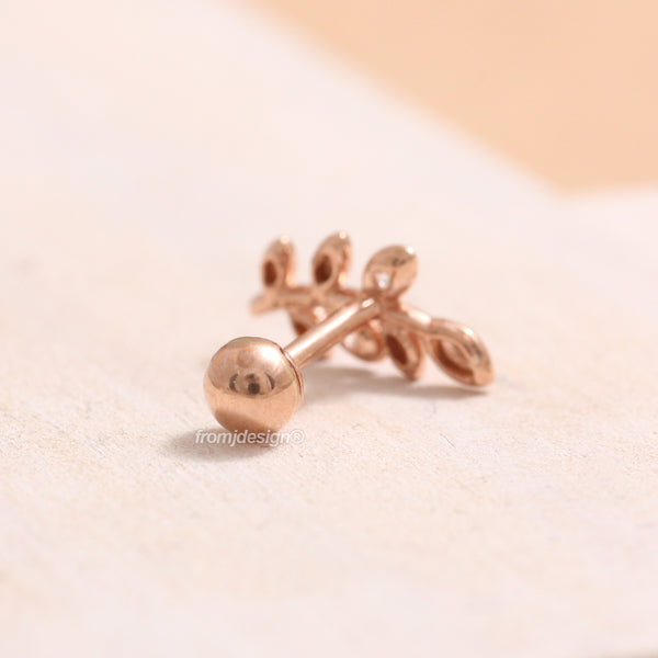 Genuine Diamond Leaf Ear Piercing