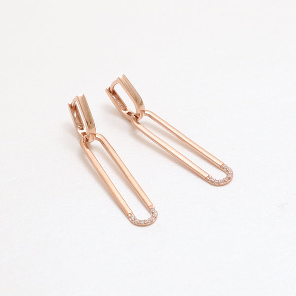 CZ Open Square Drop Earrings