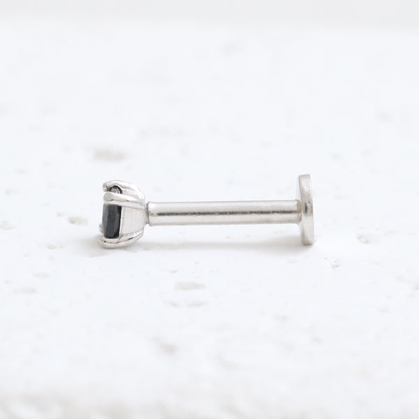 Princess Cut Black CZ Prongs Labret