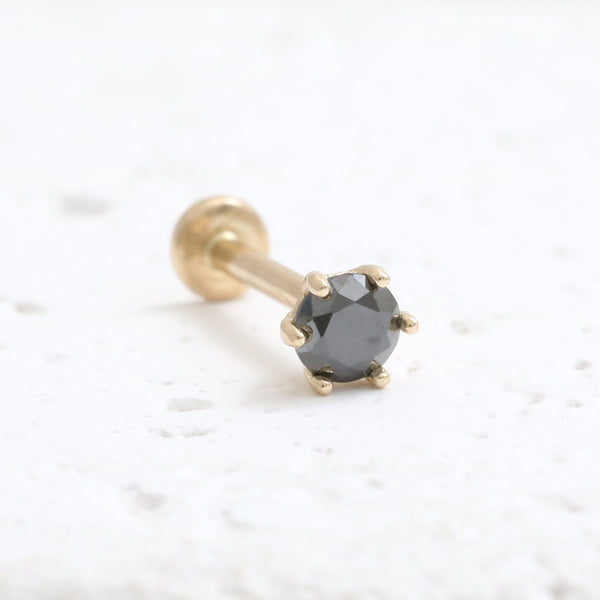 0.1ct Black Diamond 6 Prongs Labret