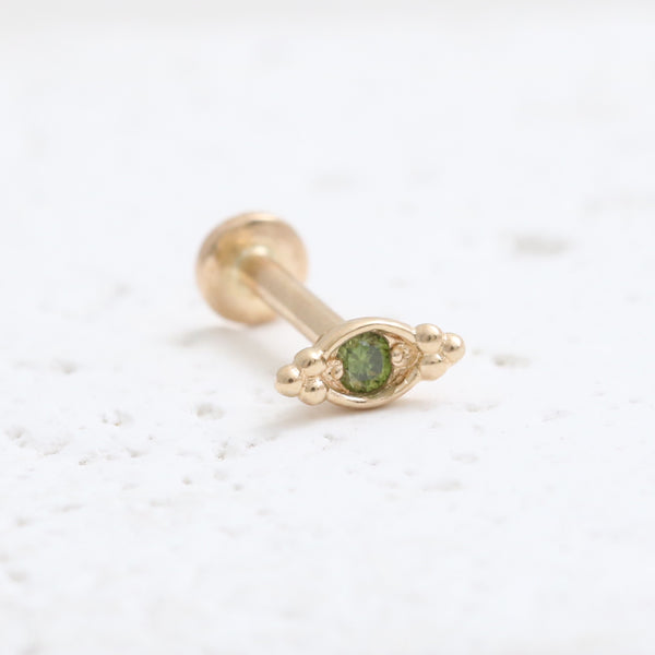 Green Diamond Ball & Boat Shaped Labret