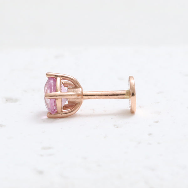 4mm Pink Sapphire 5 Prongs Labret