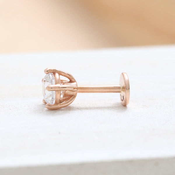 4mm CZ 5 Prongs Externally Labret