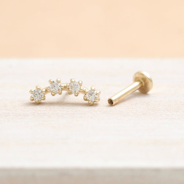 Moissanite Prongs Curved Labret