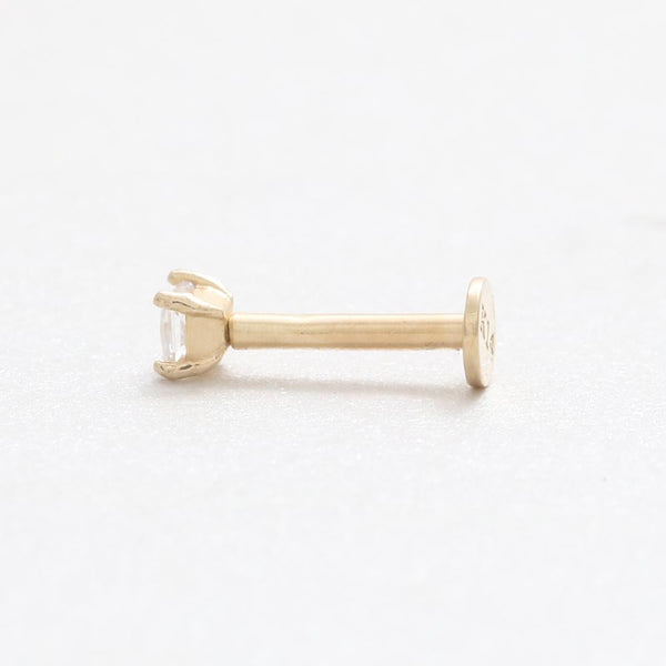 Princess Cut Diamond Prongs Labret