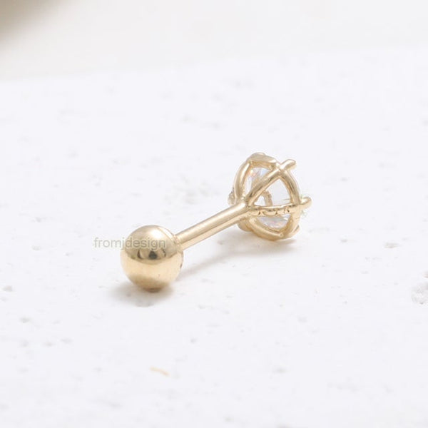 4mm CZ 6 Prongs Ear Piercing