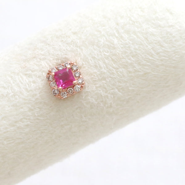 Square Cut Ruby Halo Piercing