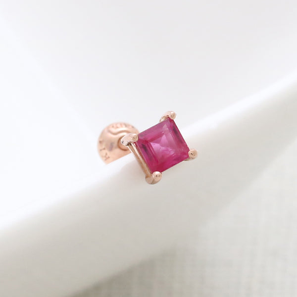 Square Cut Ruby Piercing