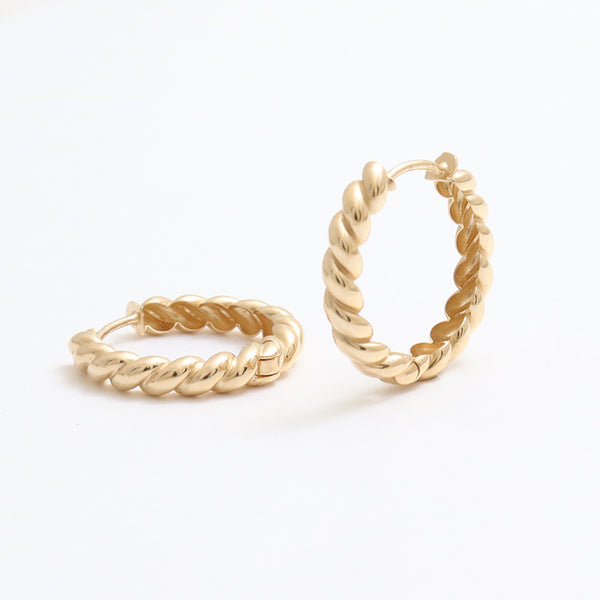 Twisted Rope Huggie Earrings- Large