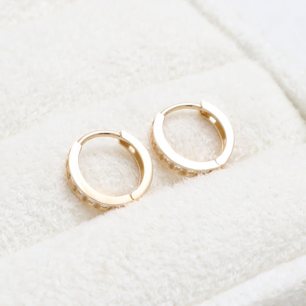 CZ Channel Setting Huggie Earrings