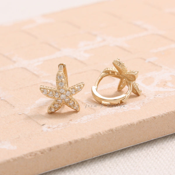 CZ Starfish Huggie Earrings