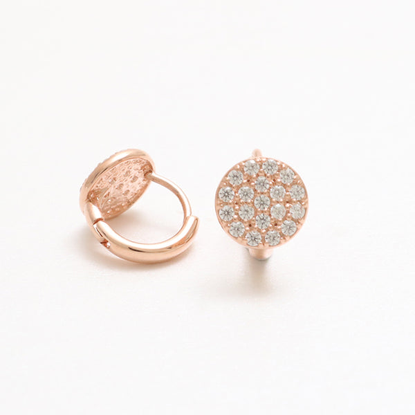 CZ Pave Circle Huggie Earrings