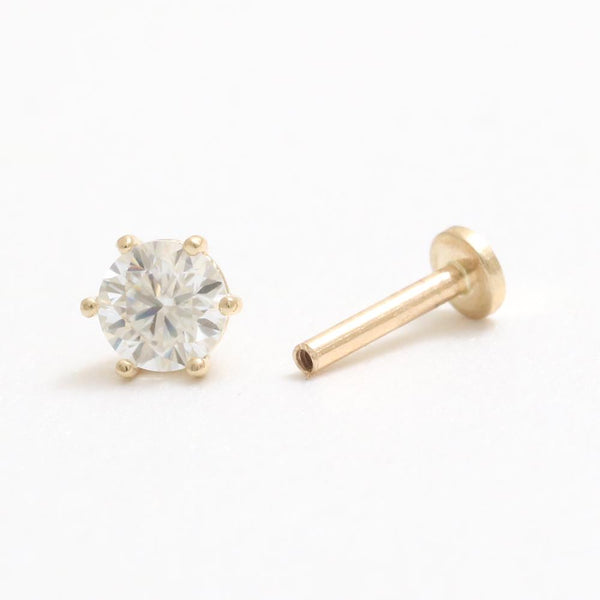 4mm CZ 6 Prong Internally Labret