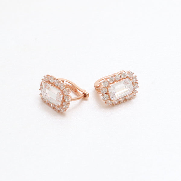 Emerald Cut CZ Huggie Earrings