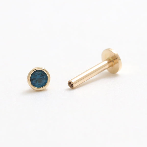 0.03ct Blue Sapphire Bezel Labret