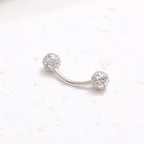 CZ 3.5mm Pave Double Ball Rook Piercing