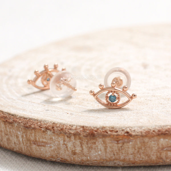 Blue Diamond Evil Eye Earrings