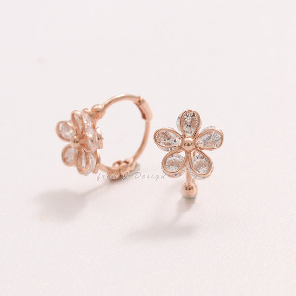 CZ Daisy Huggie Earrings