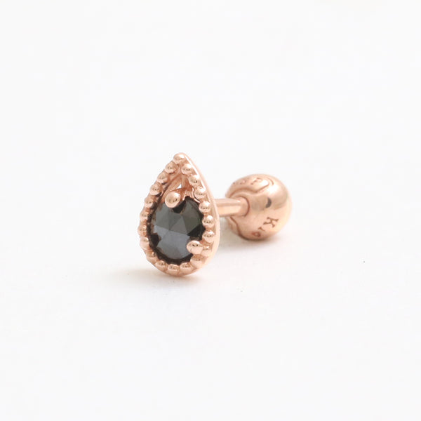 Black Diamond Teardrop Ear Piercing