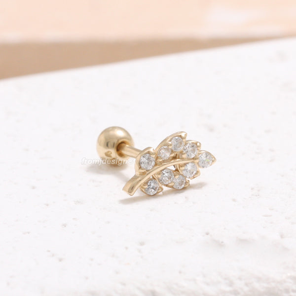 CZ Pave Leaf Ear Piercing