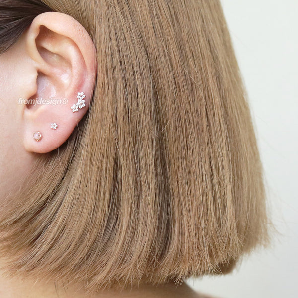 CZ Triple Flower Ear Piercing