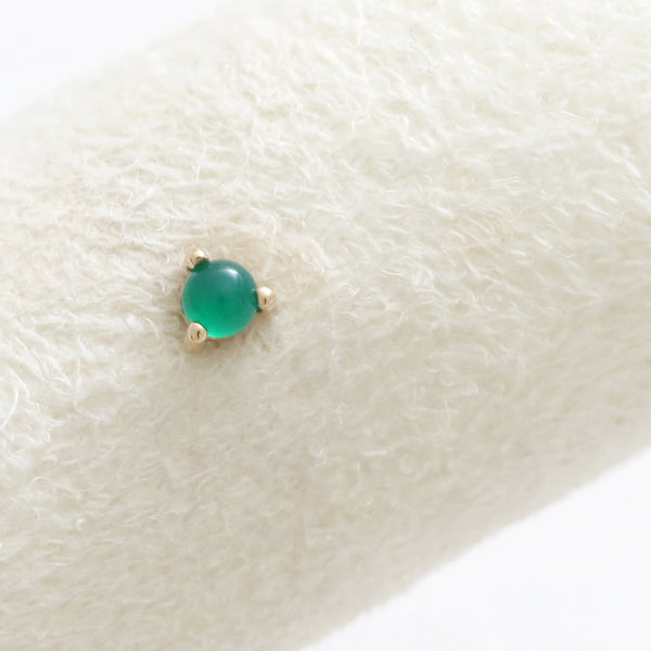 Tiny Green Onyx 3 Prongs Piercing