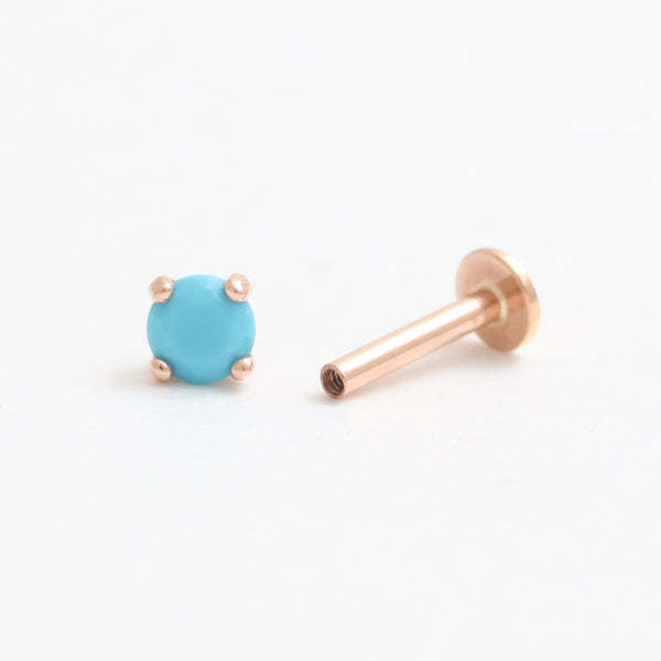 3mm Turquoise CZ 4 Prongs Labret