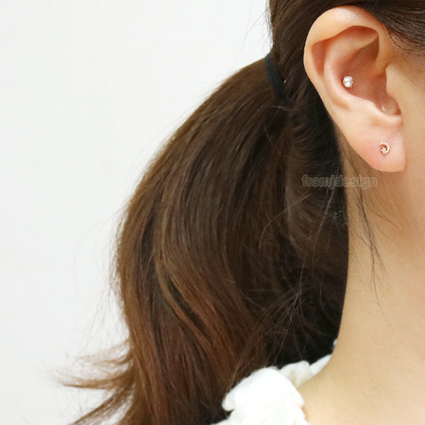 Tiny Crescent & Star Piercing