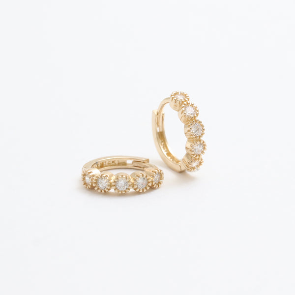 CZ Milgrain Bezel Huggie Earrings