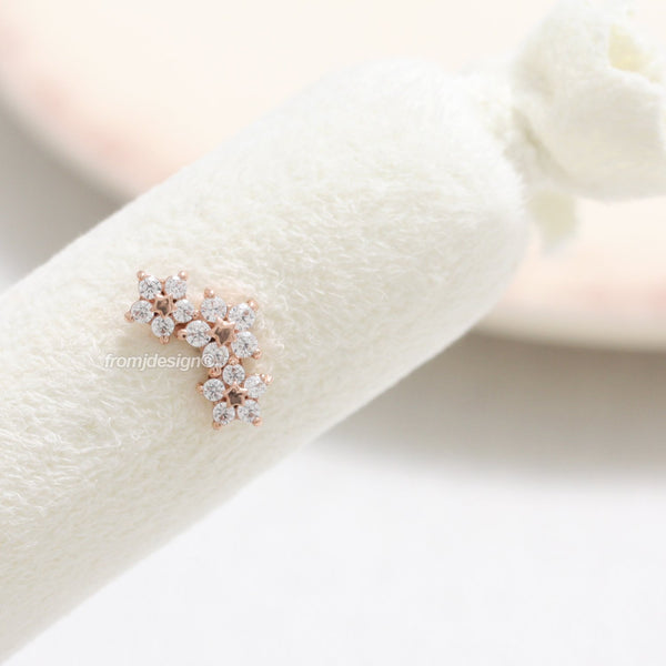 CZ Triple Flower Ear Piercing