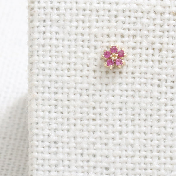 Pink Sapphire Tiny Flower Piercing