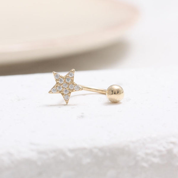 CZ Pave Star & Ball Curved Piercing