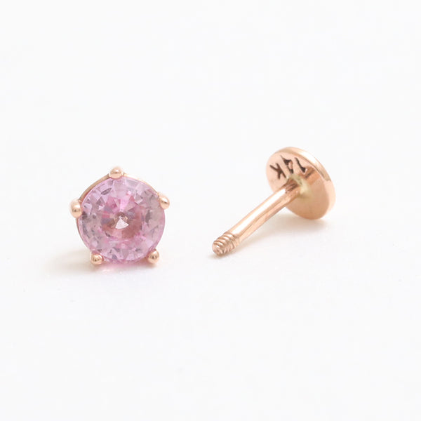 4mm Pink Sapphire 5 Prongs Labret