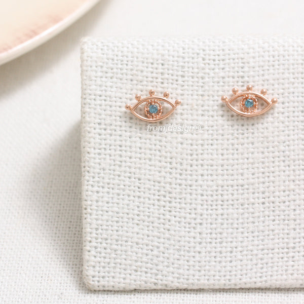 Blue Diamond Evil Eye Earrings