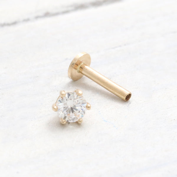 3mm CZ Prongs 6 Prongs Labret